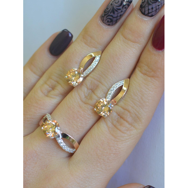 Серебряный комплект со вставками золота (062)