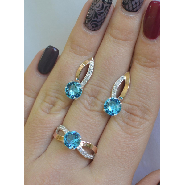 Серебряный комплект со вставками золота (062)