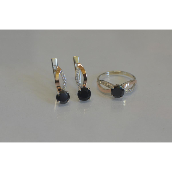 Серебряный комплект со вставками золота (062)