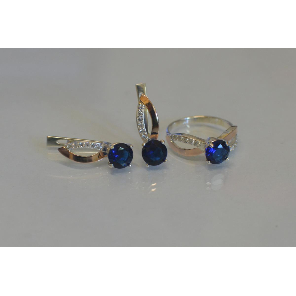 Серебряный комплект со вставками золота (062)