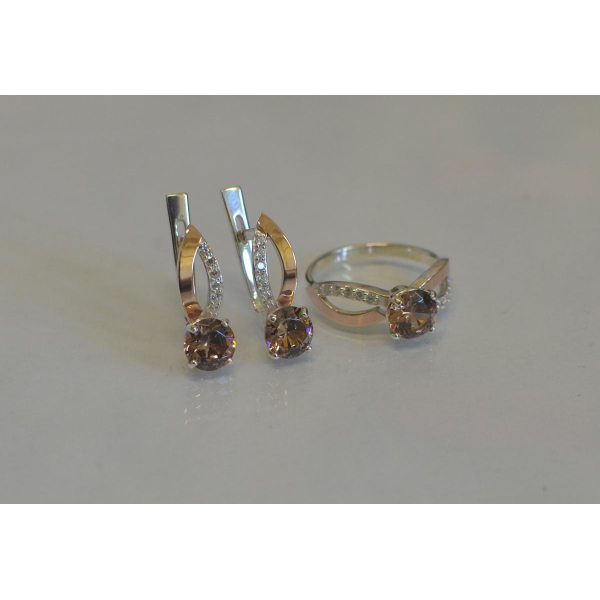 Серебряный комплект со вставками золота (062)