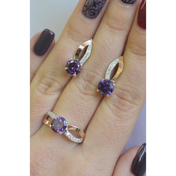 Серебряный комплект со вставками золота (062)