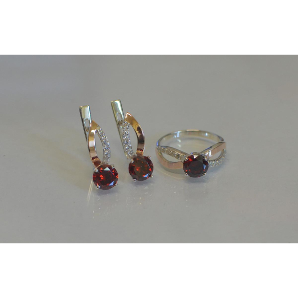 Серебряный комплект со вставками золота (062)