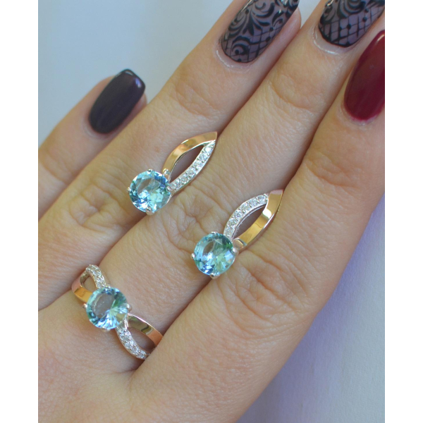 Серебряный комплект со вставками золота (062)