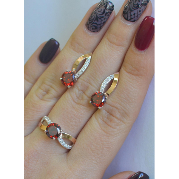 Серебряный комплект со вставками золота (062)