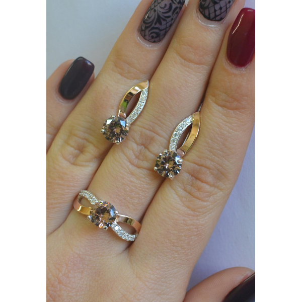 Серебряный комплект со вставками золота (062)