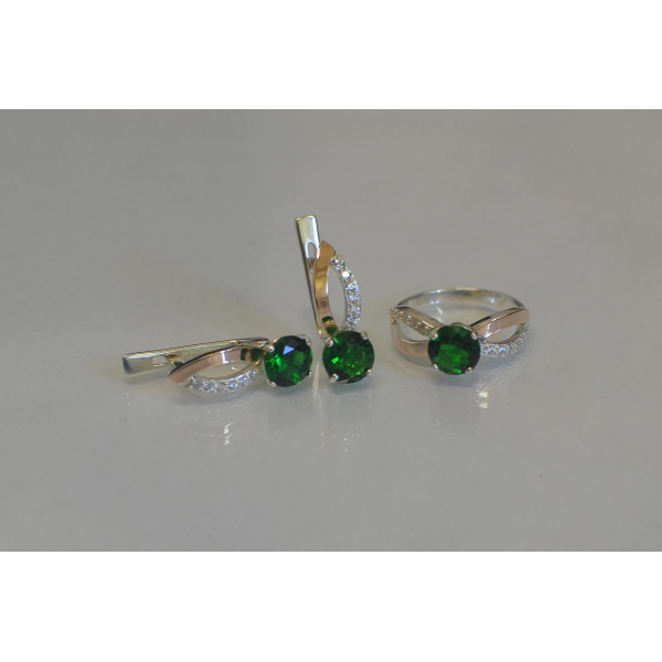 Серебряный комплект со вставками золота (062)