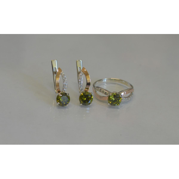 Серебряный комплект со вставками золота (062)