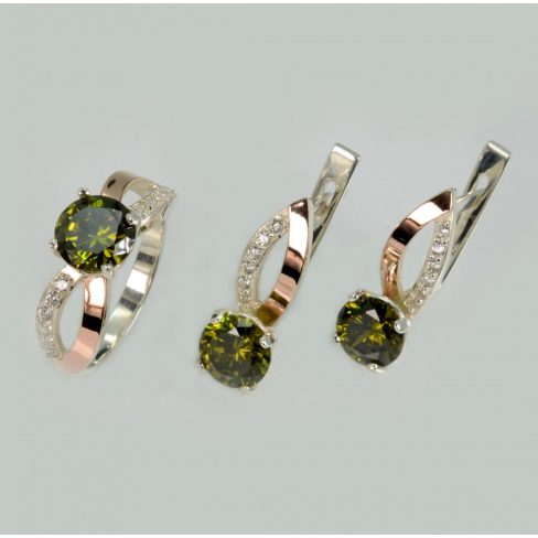 Серебряный комплект со вставками золота