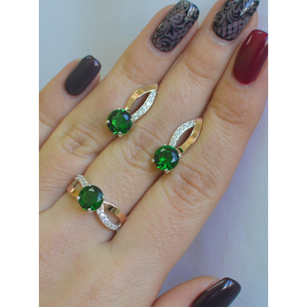 Серебряный комплект со вставками золота (062)