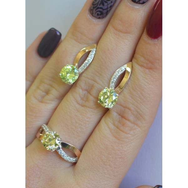 Серебряный комплект со вставками золота (062)