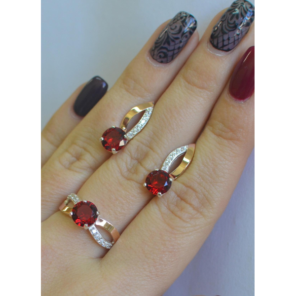 Серебряный комплект со вставками золота (062)