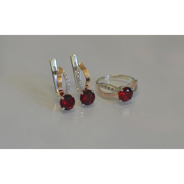 Серебряный комплект со вставками золота (062)