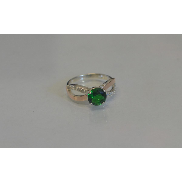 Серебряное кольцо с золотыми вставками (062к)