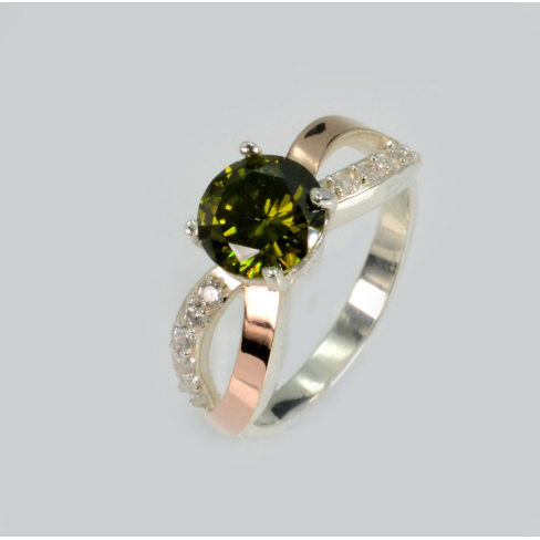 Срібна каблучка з золотими вставками