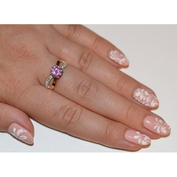 Серебряное кольцо с золотыми вставками (062к)