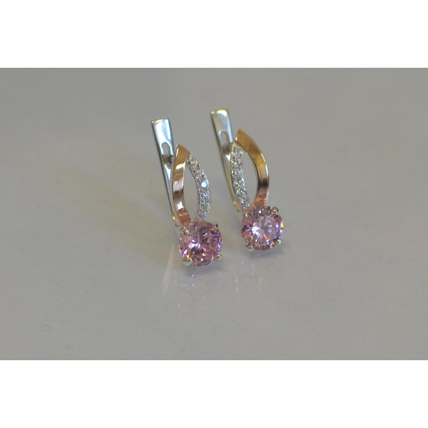 Серебряные серьги с золотыми накладками (062с)