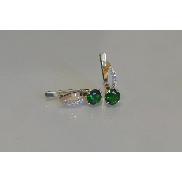 Серебряные серьги с золотыми накладками (062с)