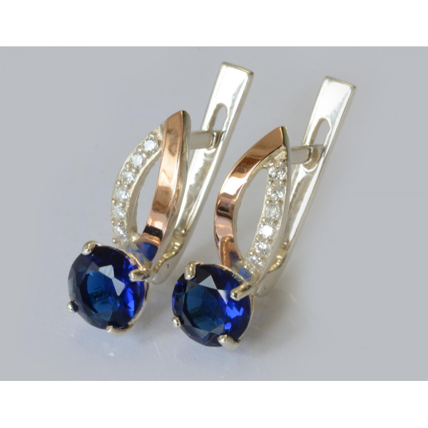 Серебряные серьги с золотыми накладками (062с)