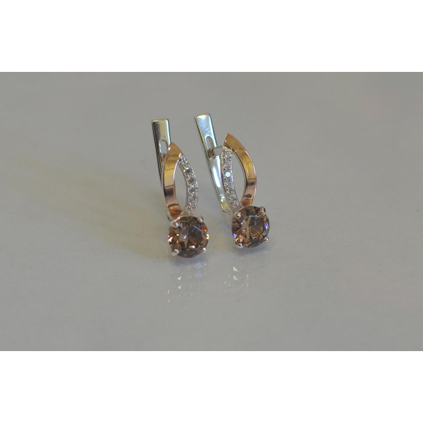 Серебряные серьги с золотыми накладками (062с)