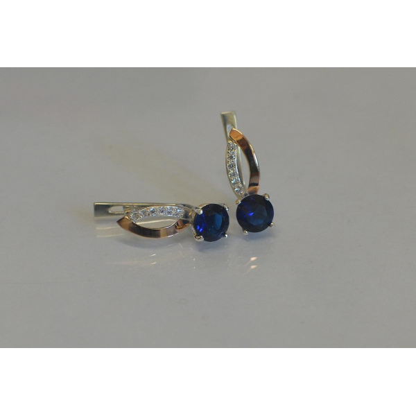 Серебряные серьги с золотыми накладками (062с)