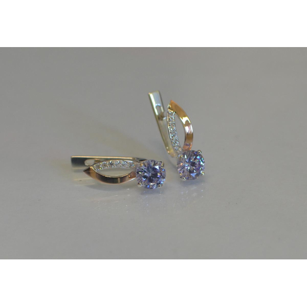 Серебряные серьги с золотыми накладками (062с)