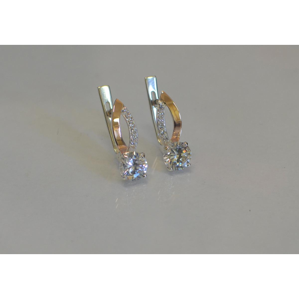 Серебряные серьги с золотыми накладками (062с)