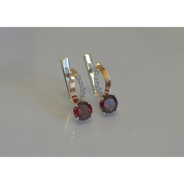 Серебряные серьги с золотыми накладками (062с)