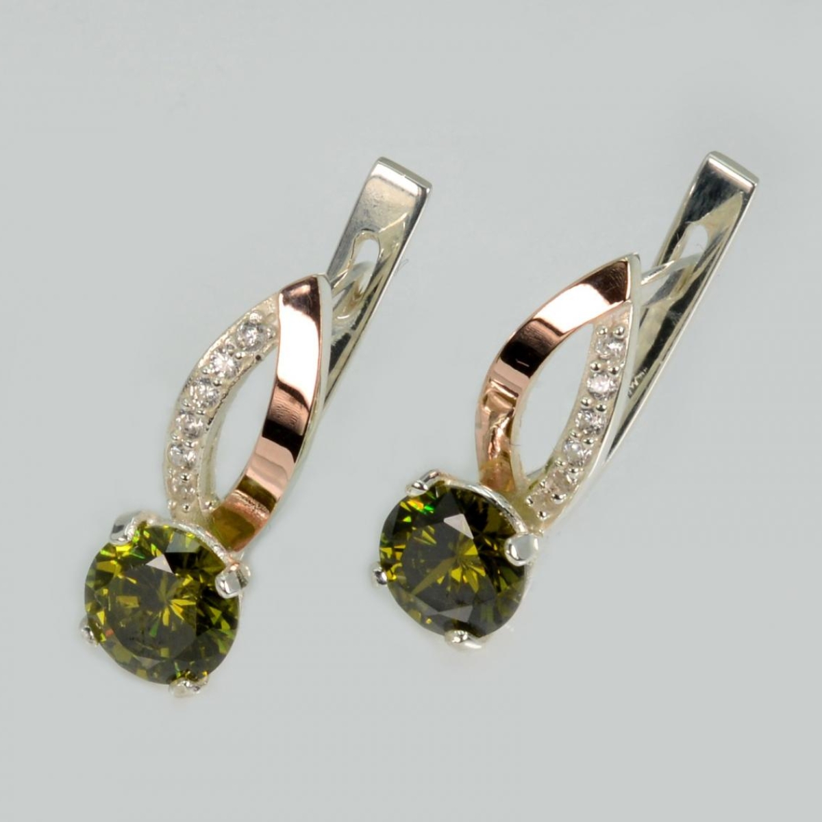 Серебряные серьги с золотыми накладками (062с)