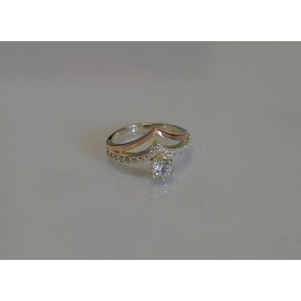 Серебряное кольцо с золотыми пластинами (063к)