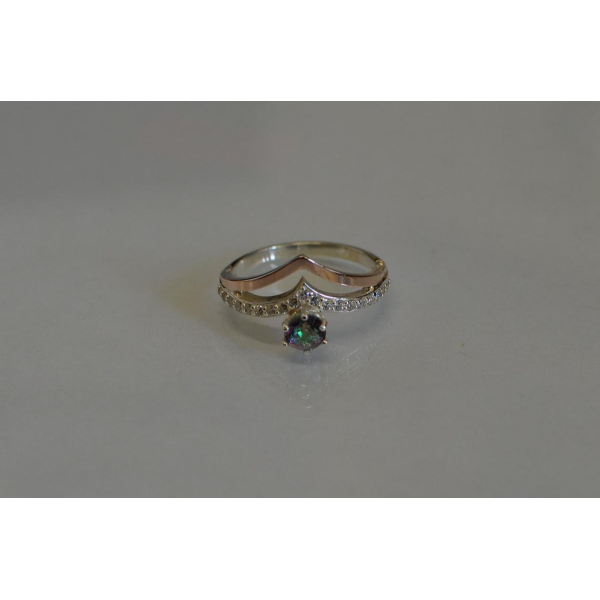 Серебряное кольцо с золотыми пластинами (063к)