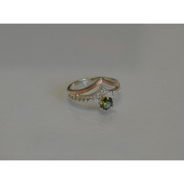 Серебряное кольцо с золотыми пластинами (063к)