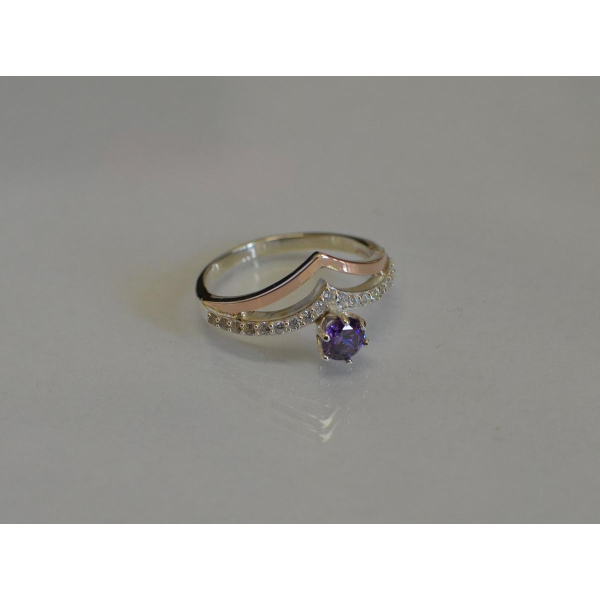 Серебряное кольцо с золотыми пластинами (063к)