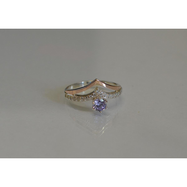 Серебряное кольцо с золотыми пластинами (063к)