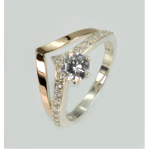 Серебряное кольцо с золотыми пластинами