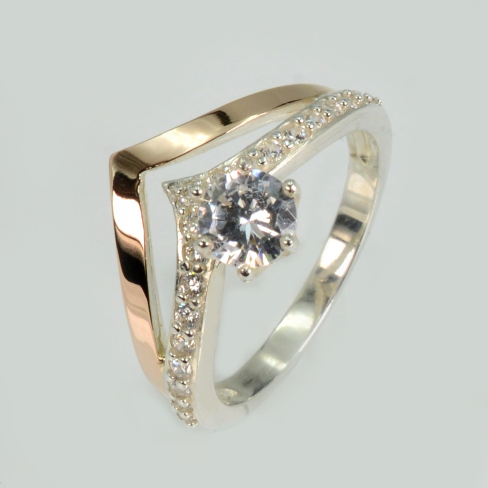 Серебряное кольцо с золотыми пластинами