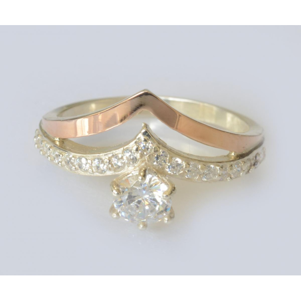 Серебряное кольцо с золотыми пластинами (063к)