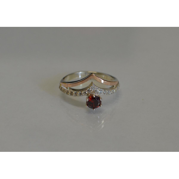 Серебряное кольцо с золотыми пластинами (063к)