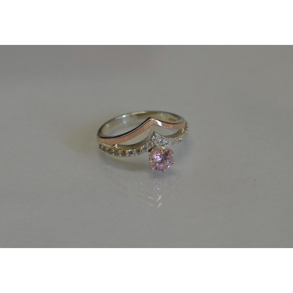 Серебряное кольцо с золотыми пластинами (063к)