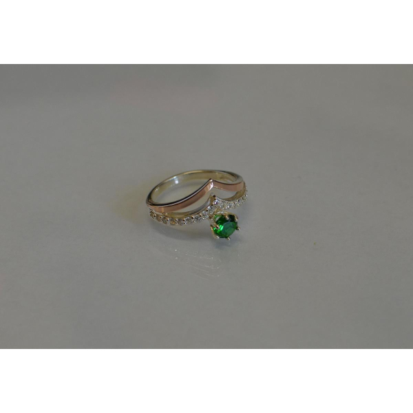 Серебряное кольцо с золотыми пластинами (063к)