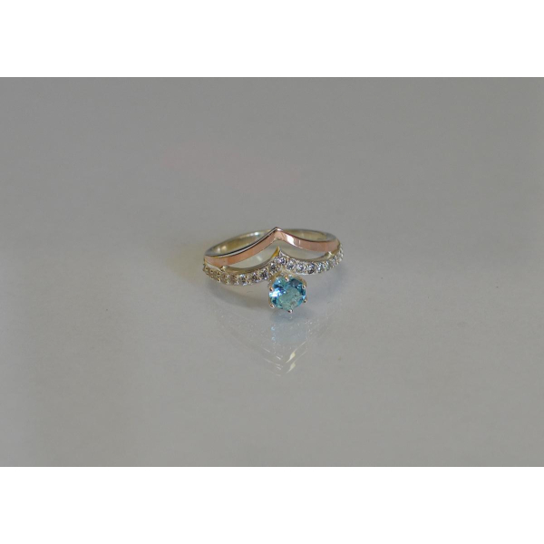 Серебряное кольцо с золотыми пластинами (063к)