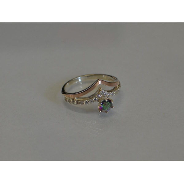 Серебряное кольцо с золотыми пластинами (063к)