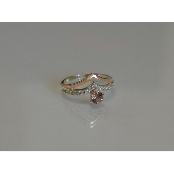 Серебряное кольцо с золотыми пластинами (063к)