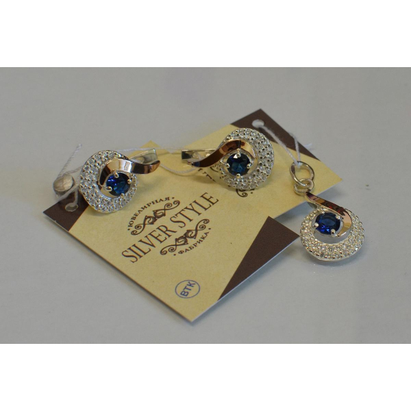 Серебряный набор с золотыми накладками (064)