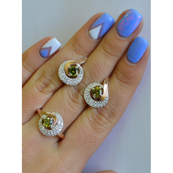 Серебряный набор с золотыми накладками (064)