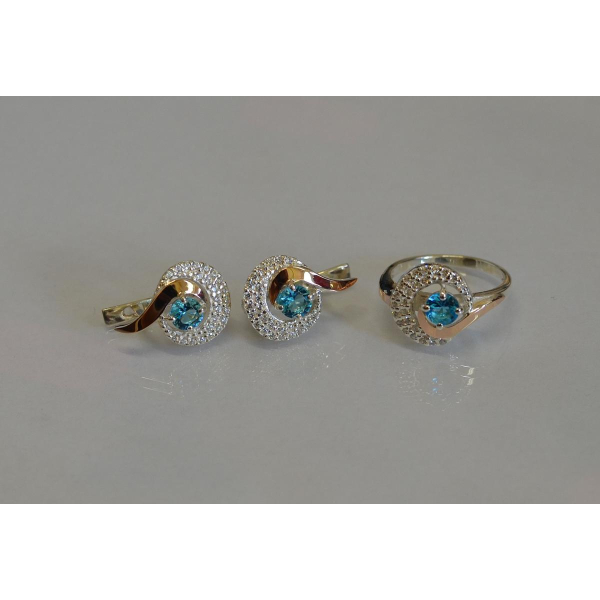 Серебряный набор с золотыми накладками (064)