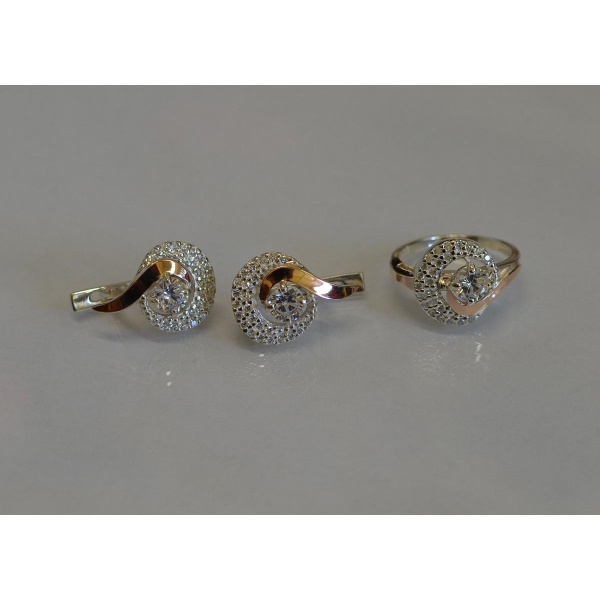 Серебряный набор с золотыми накладками (064)