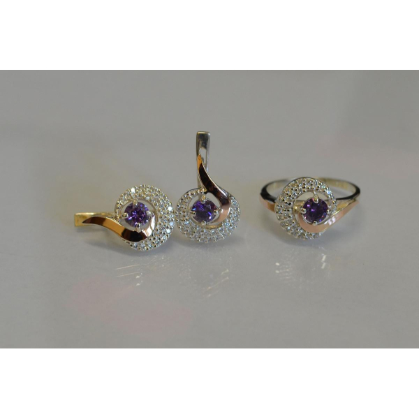 Серебряный набор с золотыми накладками (064)