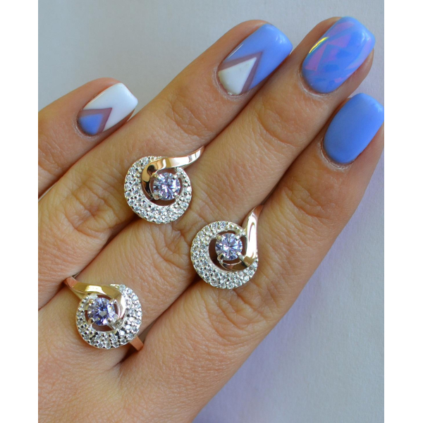 Серебряный набор с золотыми накладками (064)