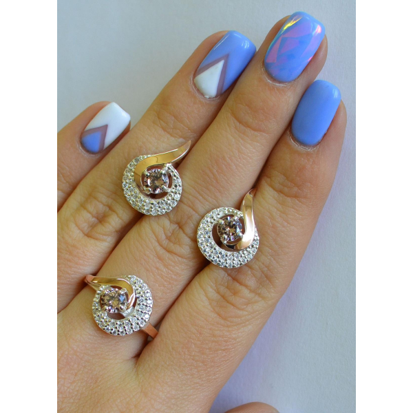 Серебряный набор с золотыми накладками (064)